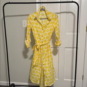 Floral Yellow Shirt Dress